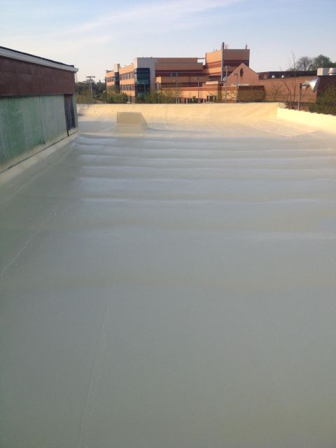 Spray polyurethane foam roof system with protective coating
