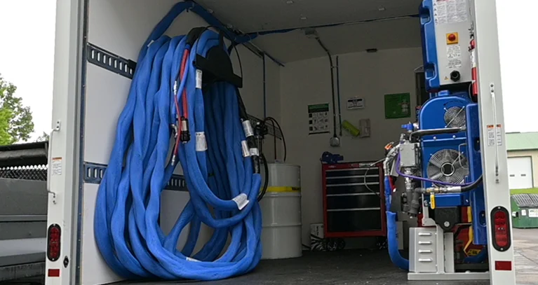 a machine inside a truck