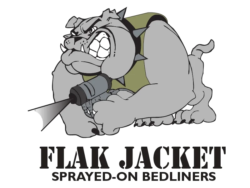 a cartoon of a dog holding a gun Flak Jacket Logo