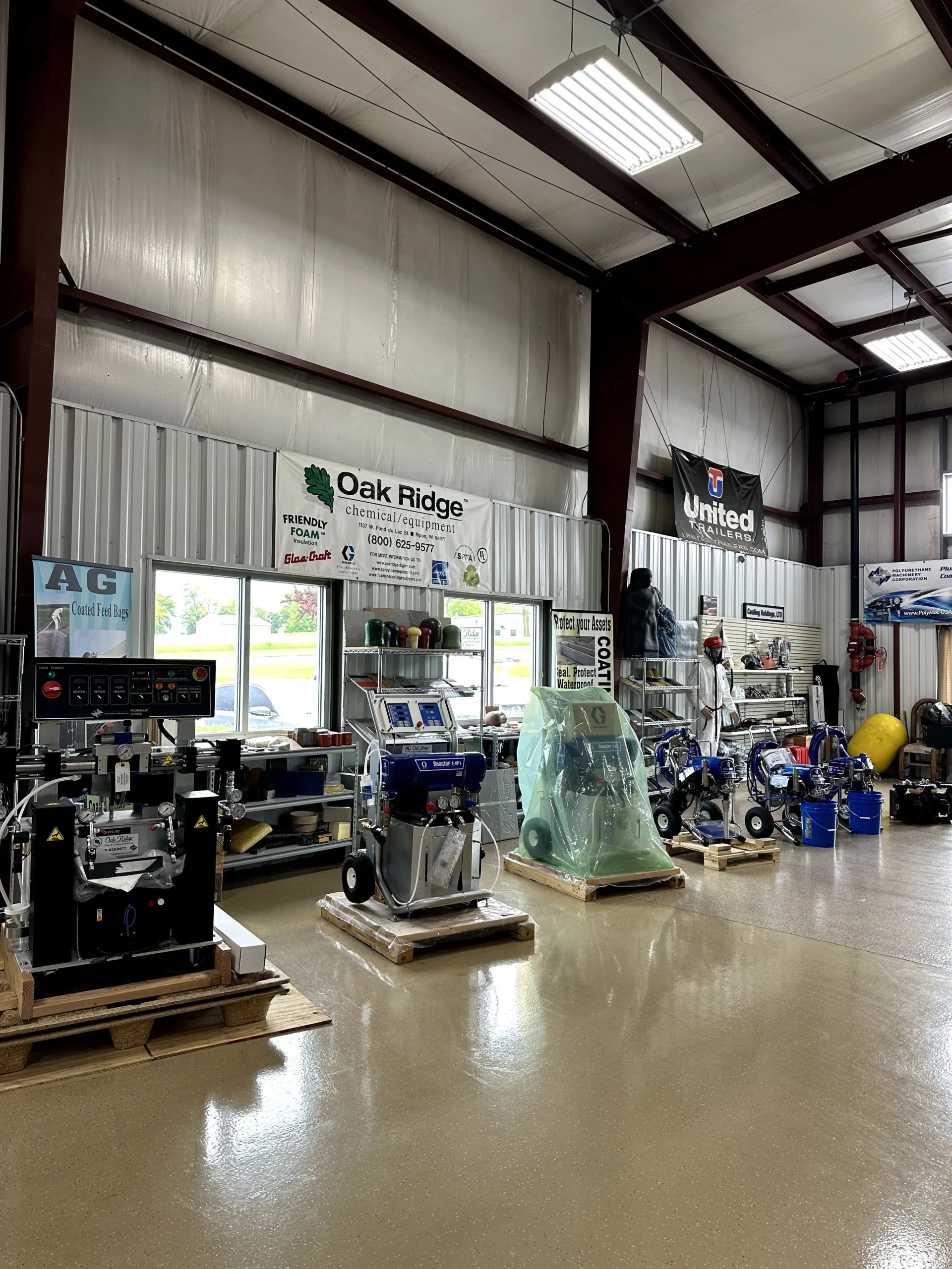 a large warehouse with several machines